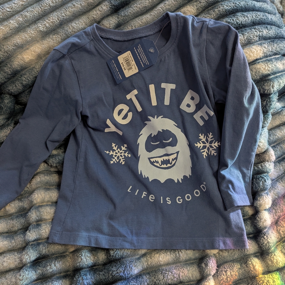 Life Is Good Blue Long Sleeve Tee with Graphic Design